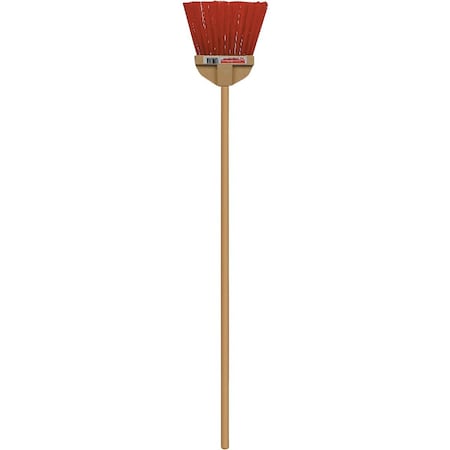 Bruske 9 In. W. x 37 In. L. Wood Handle Flared Lobby Household Broom, Brown Bristles 5419-12
